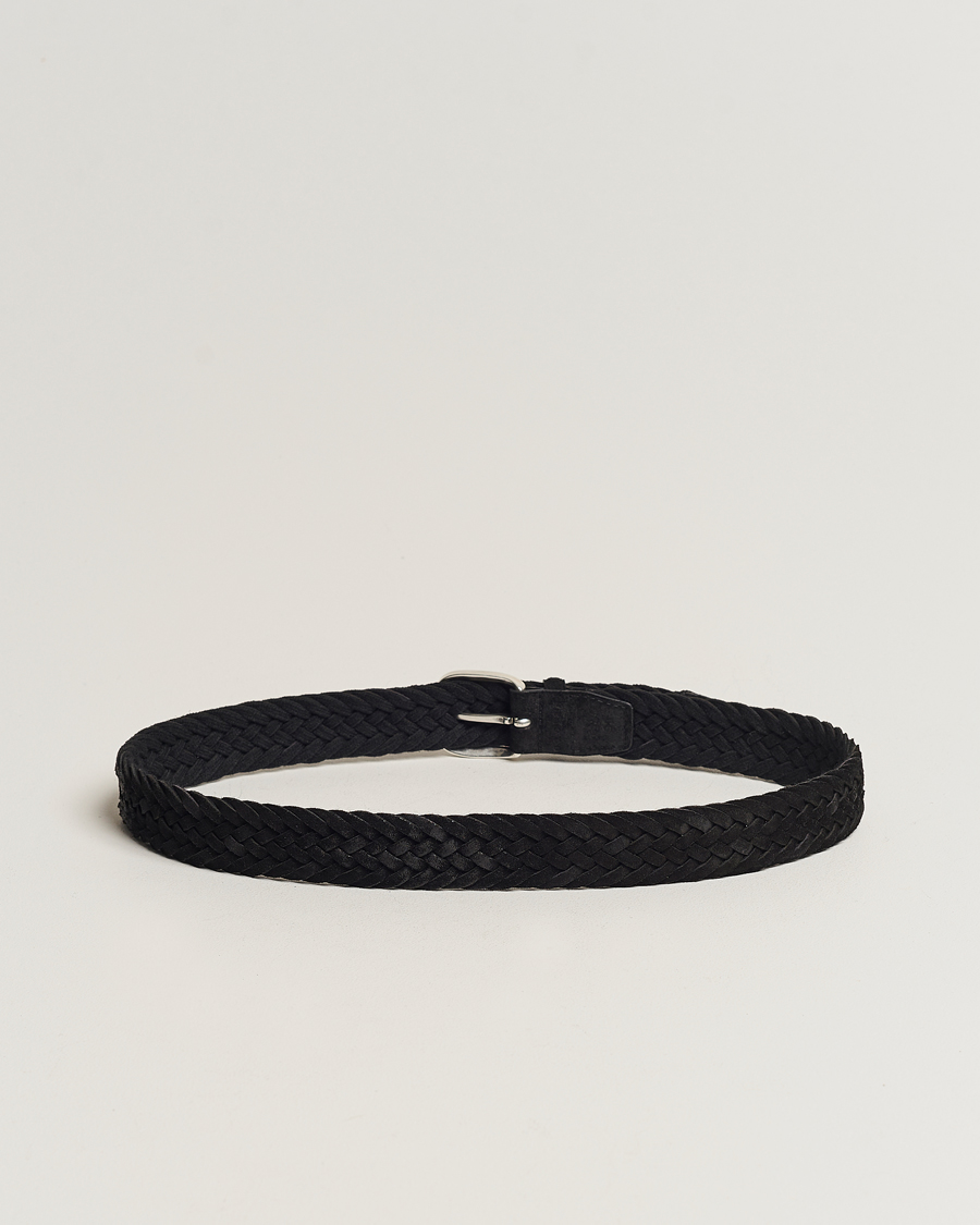 Herren | Orciani Braided Suede Belt 3,5 cm Black | Orciani | Braided Suede Belt 3,5 cm Black