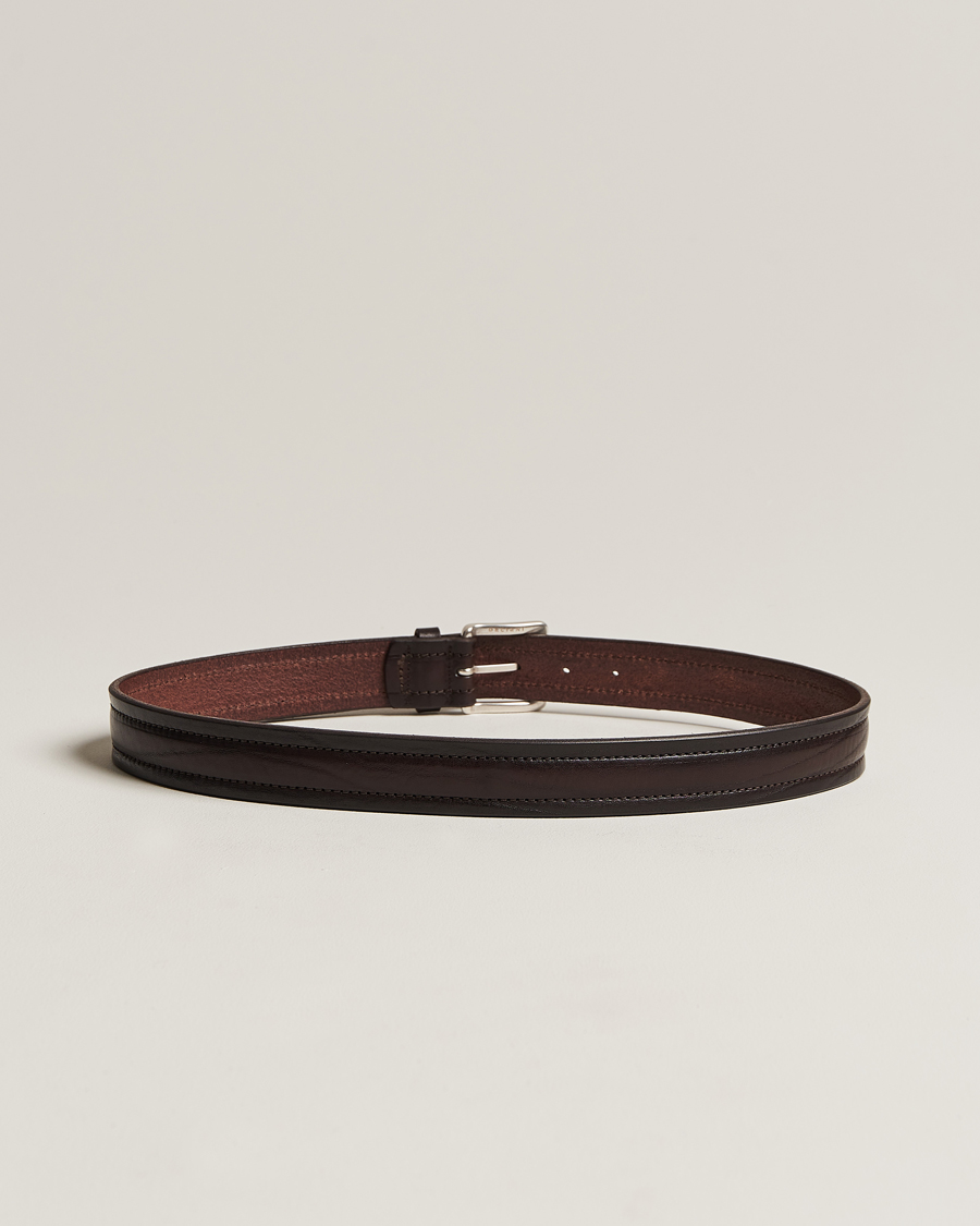 Herren |  | Orciani | Vachetta Stitched Belt 3,5 cm Dark Brown