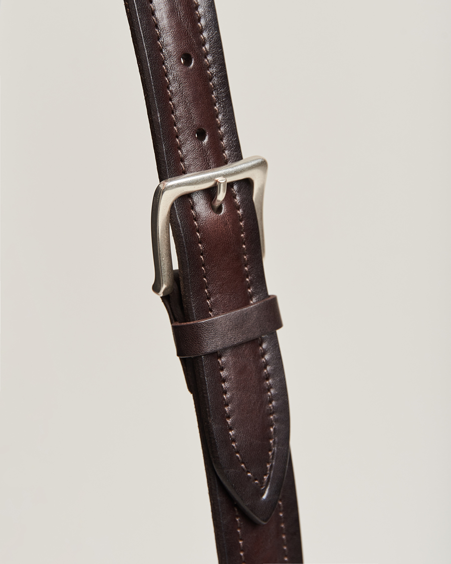 Herren | Orciani Vachetta Stitched Belt 3,5 cm Dark Brown | Orciani | Vachetta Stitched Belt 3,5 cm Dark Brown