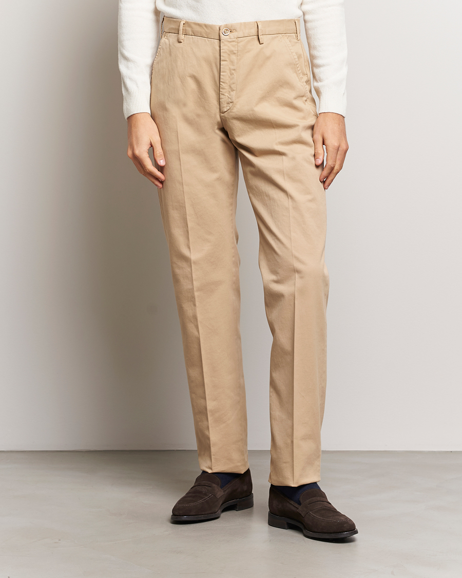 Herren | Incotex | Incotex | Straight Fit Cotton Chinos Light Beige