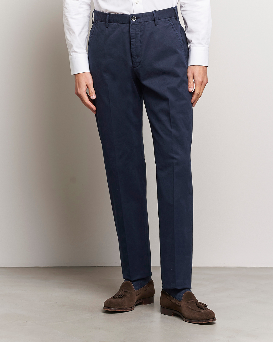 Herren | Italian Department | Incotex | Straight Fit Cotton Chinos Navy