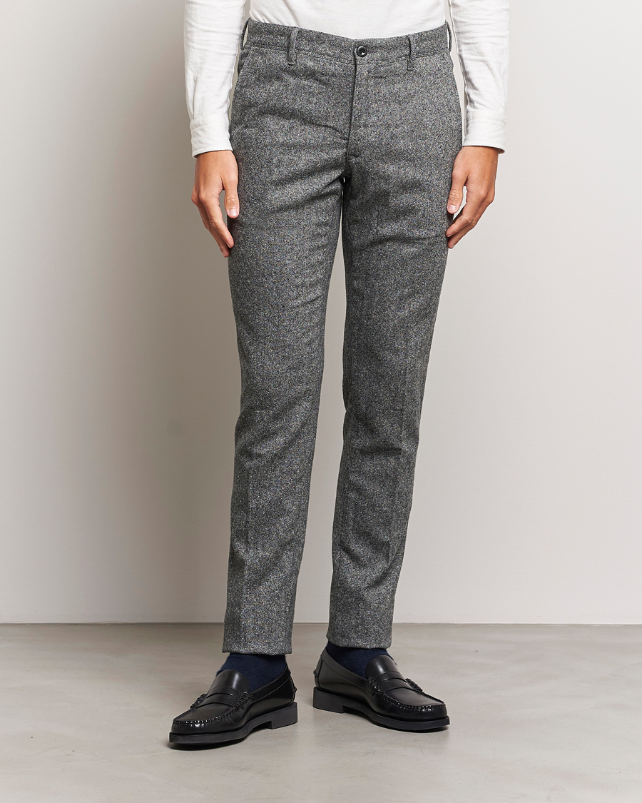 Herren | Kleidung | Incotex | Slim Fit Washed Wool/Silk Slacks Grey Melange