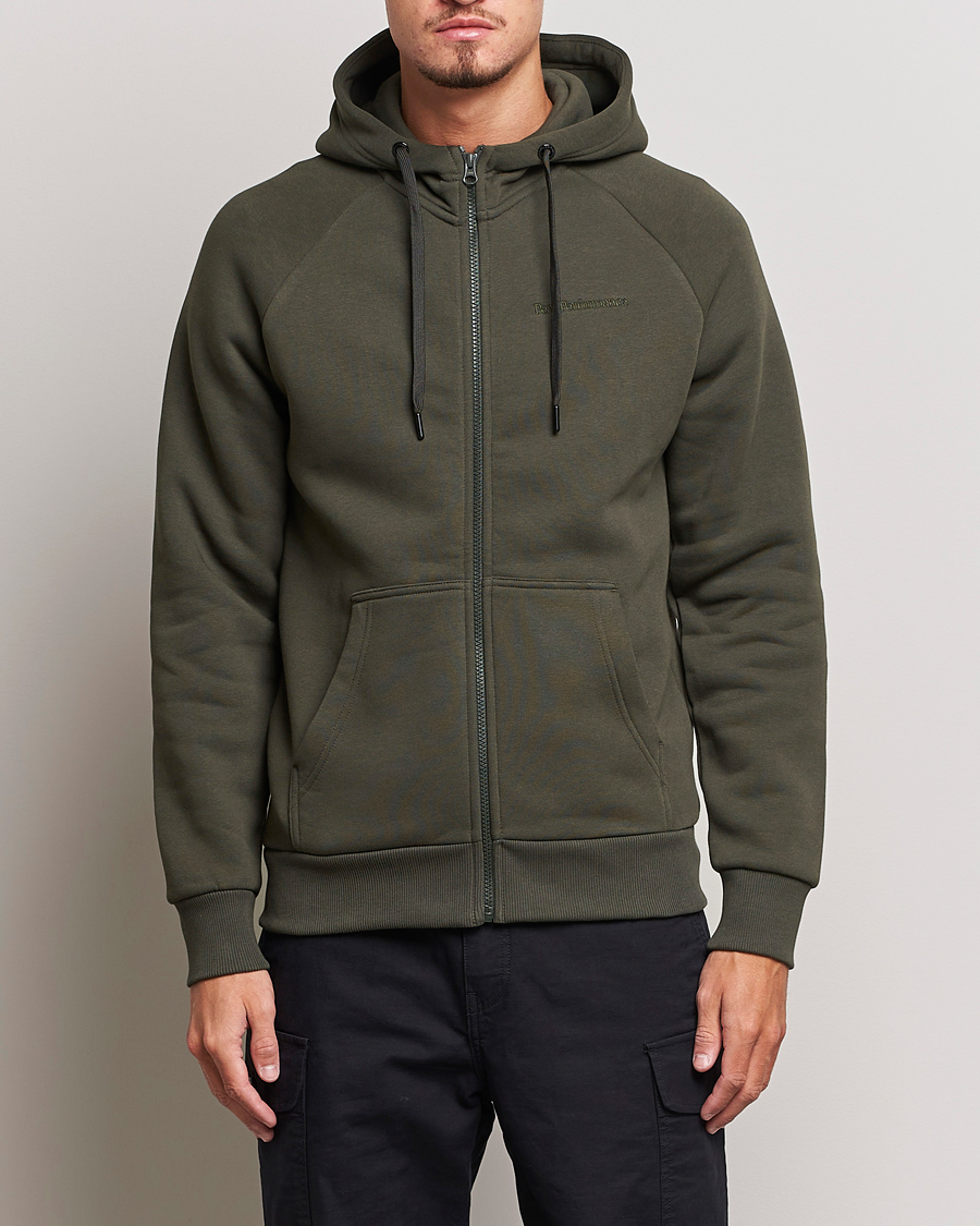 Herren |  | Peak Performance | Original Logo Full Zip Hoodie Olive Extreme