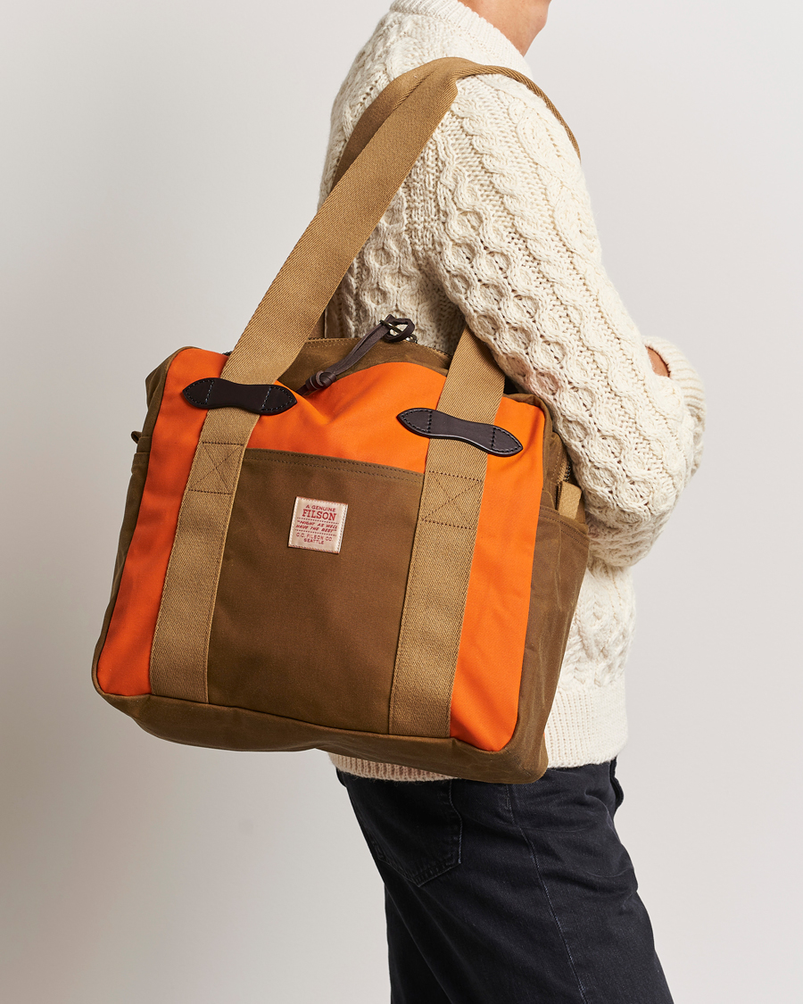Herren | | Filson | Tin Cloth Tote Bag Dark Tan/Flame