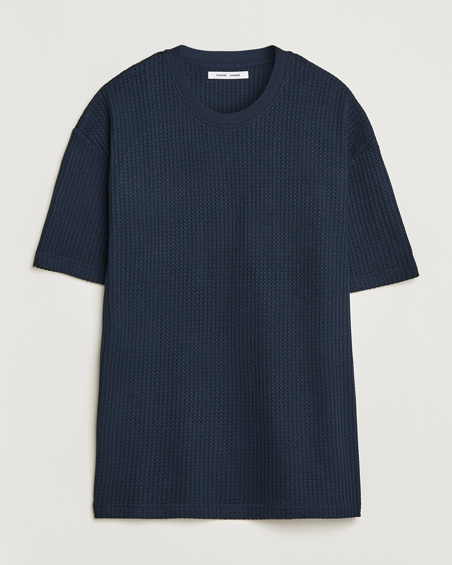 Herren | Samsøe & Samsøe | Samsøe & Samsøe | Dino Waffle Knitted Crew Neck T-Shirt Salute Navy