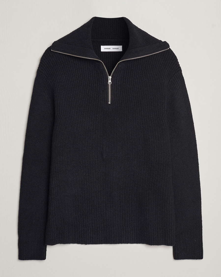 Herren | Pullover | Samsøe Samsøe | Samsøe & Samsøe Alts Heavy Knitted Half Zip Black