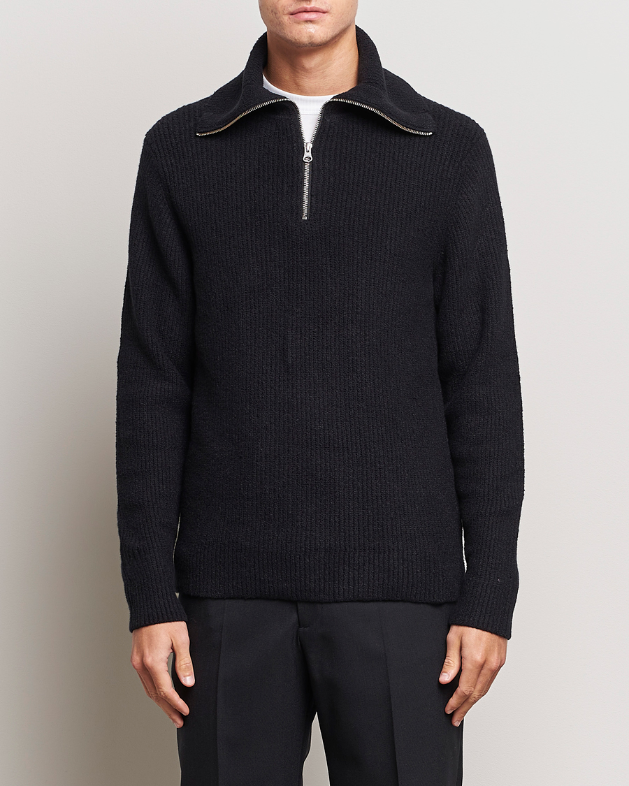Herren | Pullover | Samsøe Samsøe | Samsøe & Samsøe Alts Heavy Knitted Half Zip Black