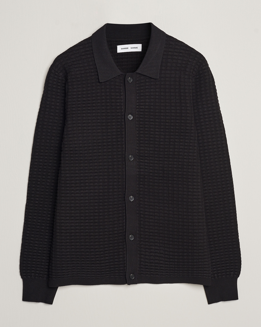 Herren | Pullover | Samsøe Samsøe | Samsøe & Samsøe Jules Waffle Knitted Cardigan Black