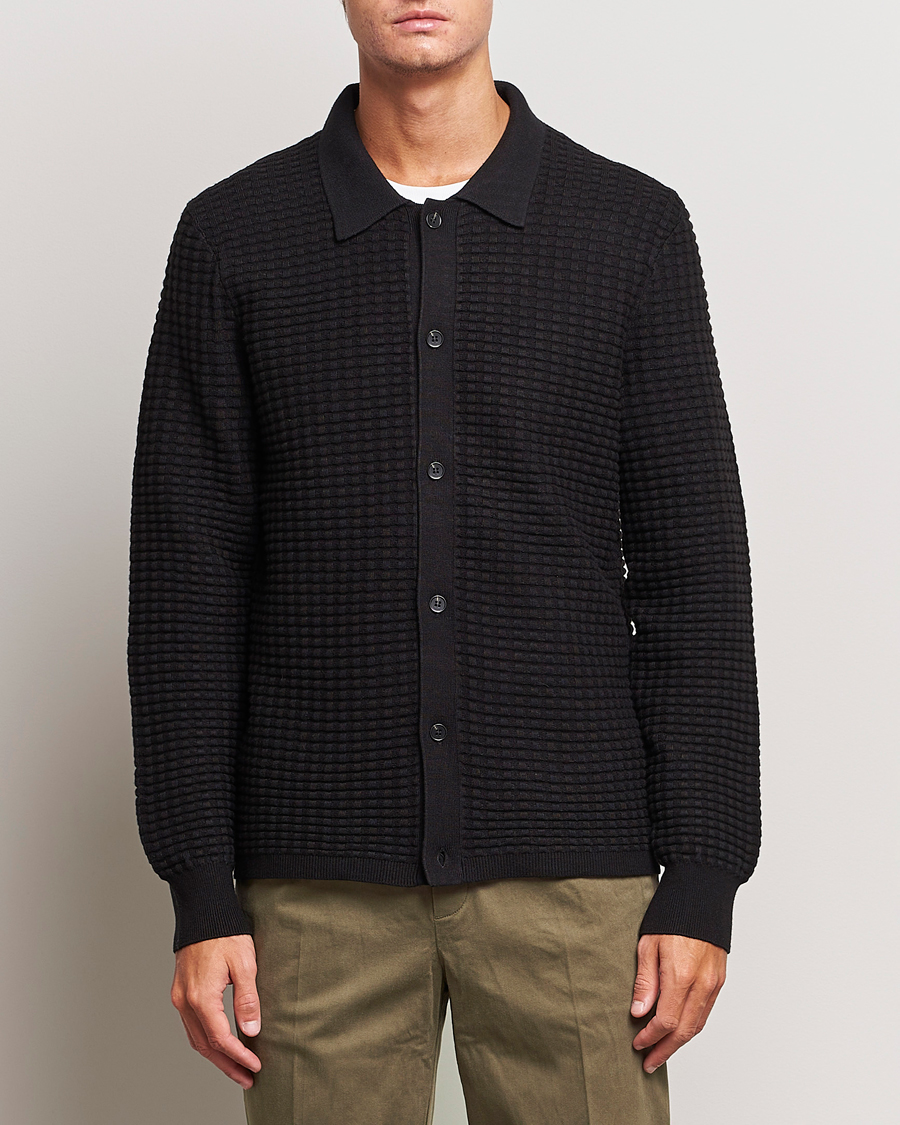 Herren | Pullover | Samsøe Samsøe | Samsøe & Samsøe Jules Waffle Knitted Cardigan Black