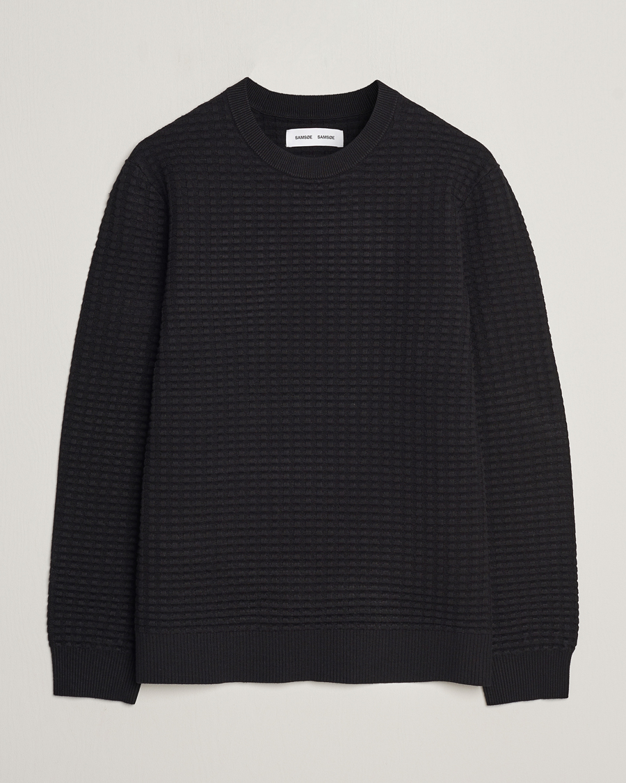 Herren | Samsøe & Samsøe | Samsøe & Samsøe | Jules Waffle Knitted Crew Neck Black