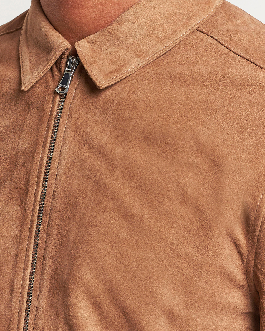 Herren | Jacken | J.Lindeberg | Jonah Suede Zip Overshirt Chipmunk