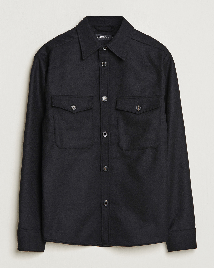 Herren | Hemden | J.Lindeberg | Flat Wool Overshirt Black
