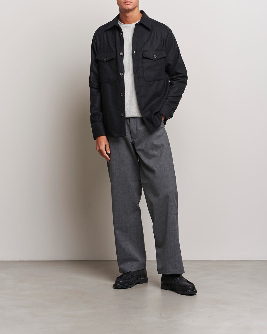 Herren | Hemden | J.Lindeberg | Flat Wool Overshirt Black