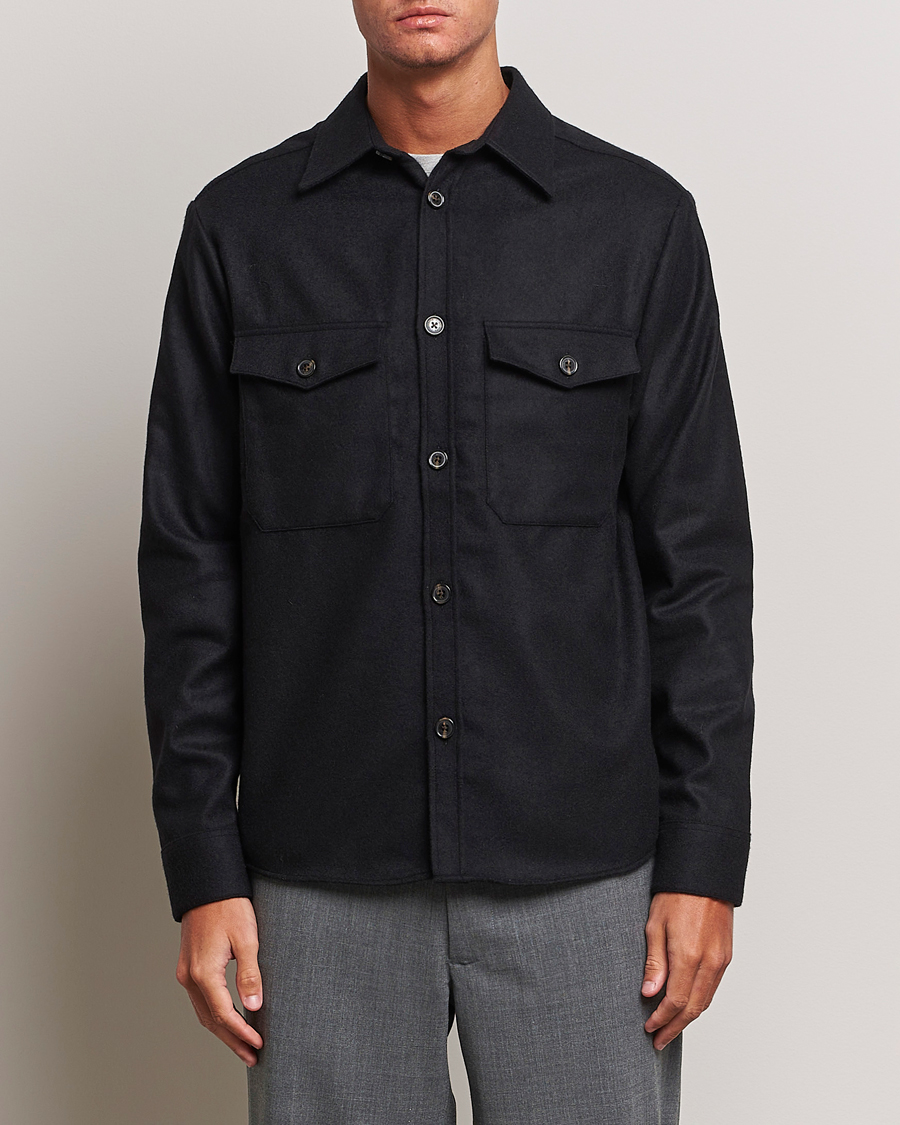 Herren | Hemden | J.Lindeberg | Flat Wool Overshirt Black