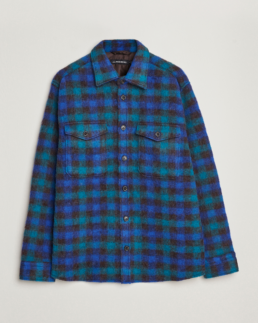 Herren | Jacken | J.Lindeberg | Carter Check Wool Mix Overshirt Surf The Web