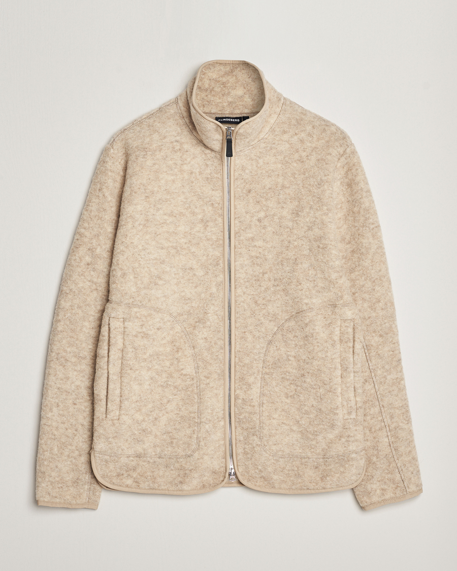 Herren | Pullover | J.Lindeberg | Dustin Wool Fleece Jacket Oyster Grey