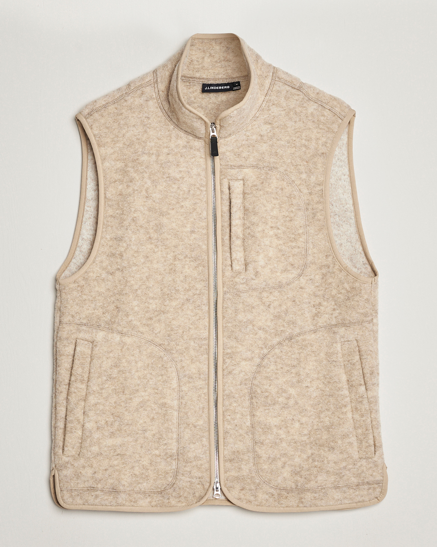 Herren | Pullover | J.Lindeberg | Duncan Wool Fleece Vest Oyster Grey