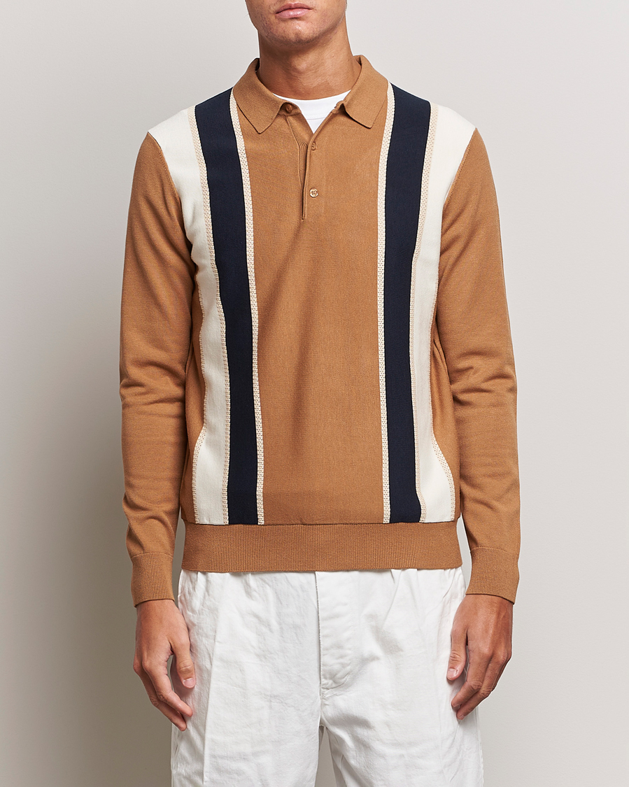 Herren |  | J.Lindeberg | Heden Striped Knitted Polo Chipmunk