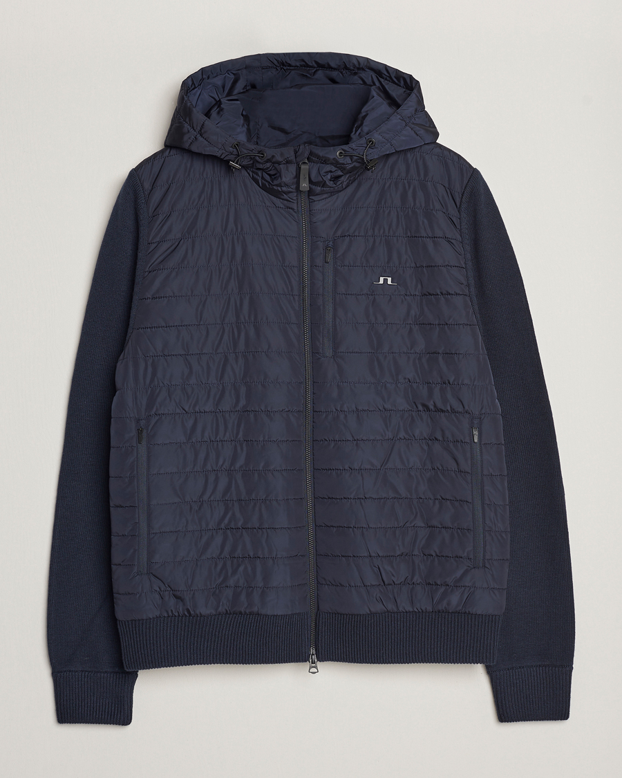 Herren | Pullover | J.Lindeberg | Pierre Knitted Hybrid Full Zip Hood Navy
