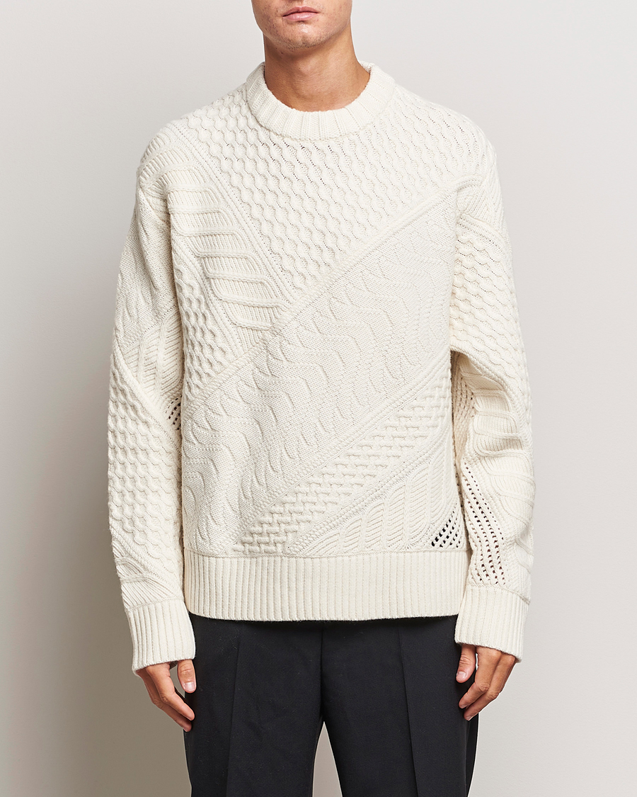 Herren | J.Lindeberg | J.Lindeberg | Savio Cable Knit Mock Neck Cloud White