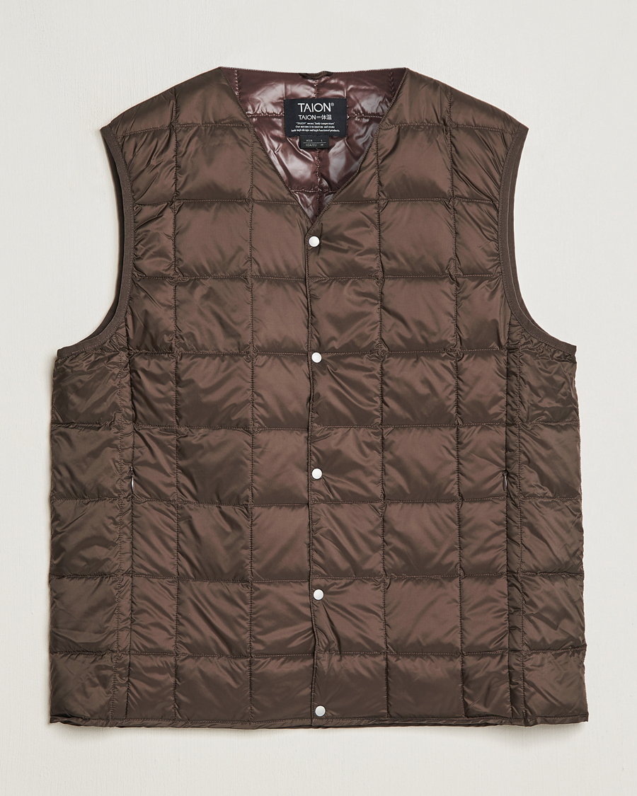 Herren | Westen | TAION | V-Neck Lightweight Down Vest Dark Choco