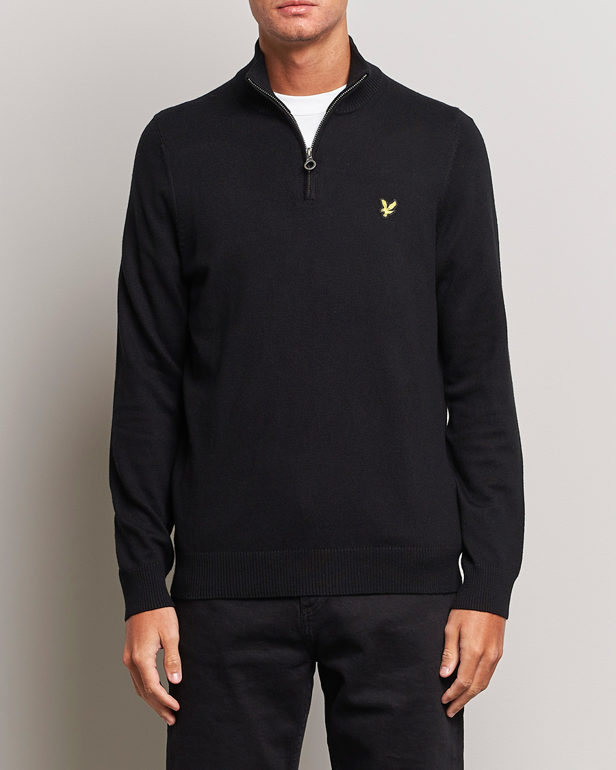Herren |  | Lyle & Scott | Cotton/Merino Half Zip Jet Black