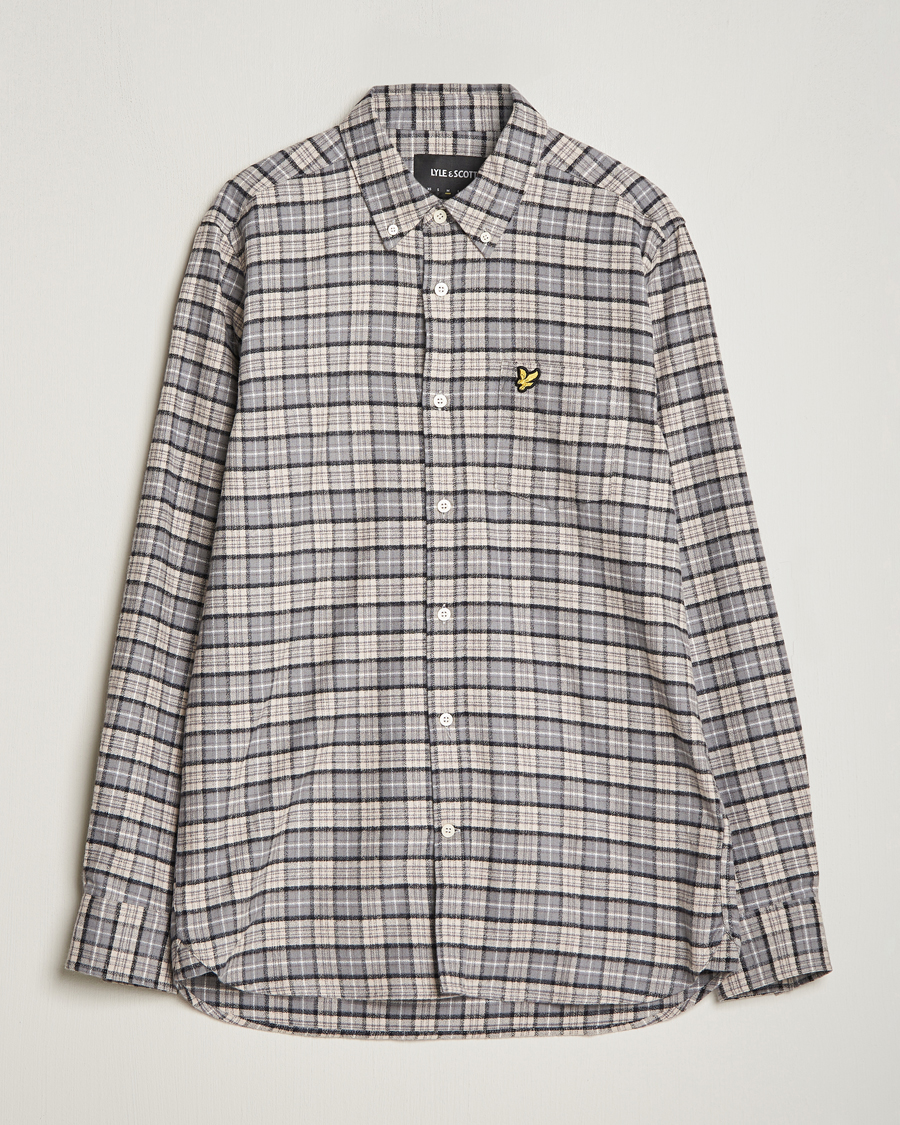Herren |  | Lyle & Scott | Checked Flannel Button Down Shirt Cove White