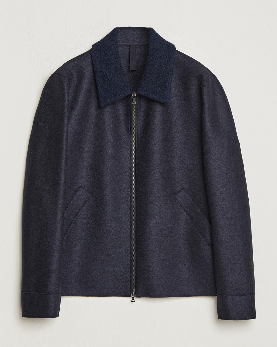 Herren | Jacken | Harris Wharf London | Pressed Wool Boucle Golf Jacket Navy