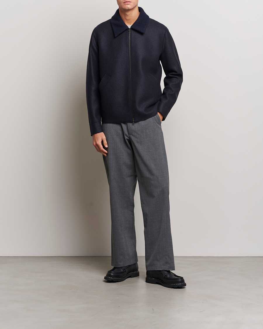 Herren | Jacken | Harris Wharf London | Pressed Wool Boucle Golf Jacket Navy