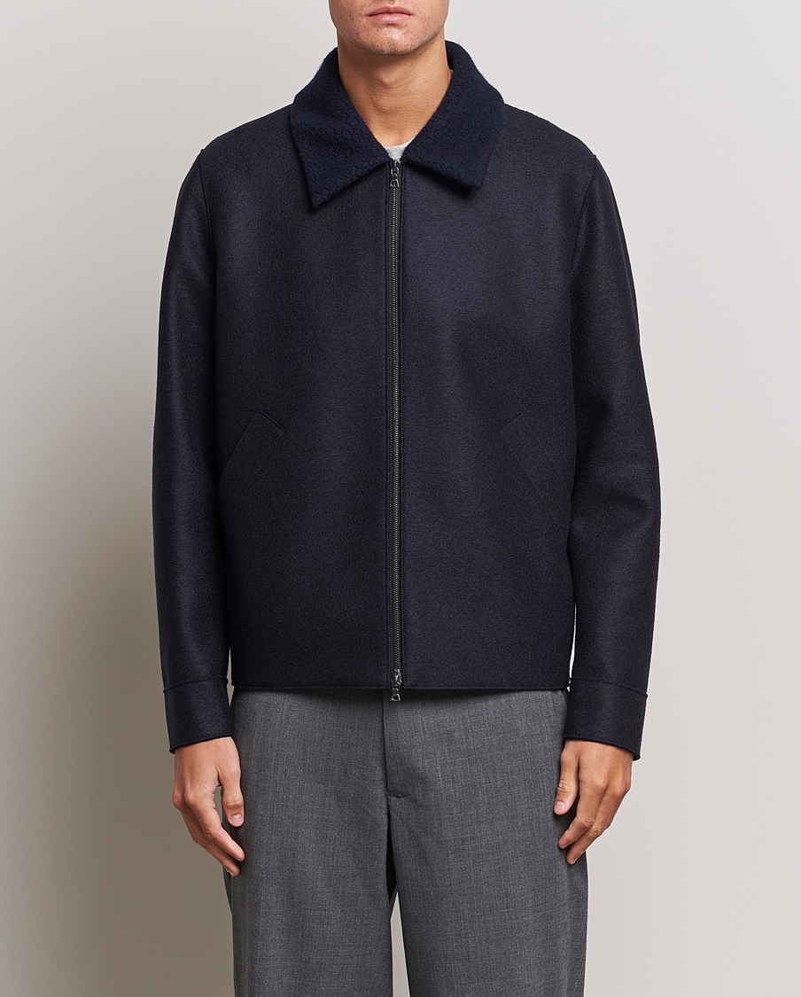 Herren | Jacken | Harris Wharf London | Pressed Wool Boucle Golf Jacket Navy