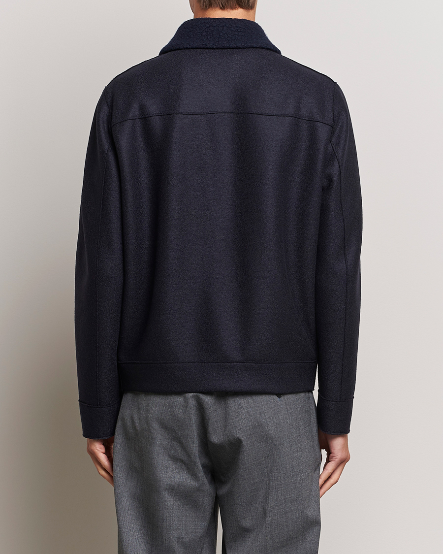 Herren | Jacken | Harris Wharf London | Pressed Wool Boucle Golf Jacket Navy