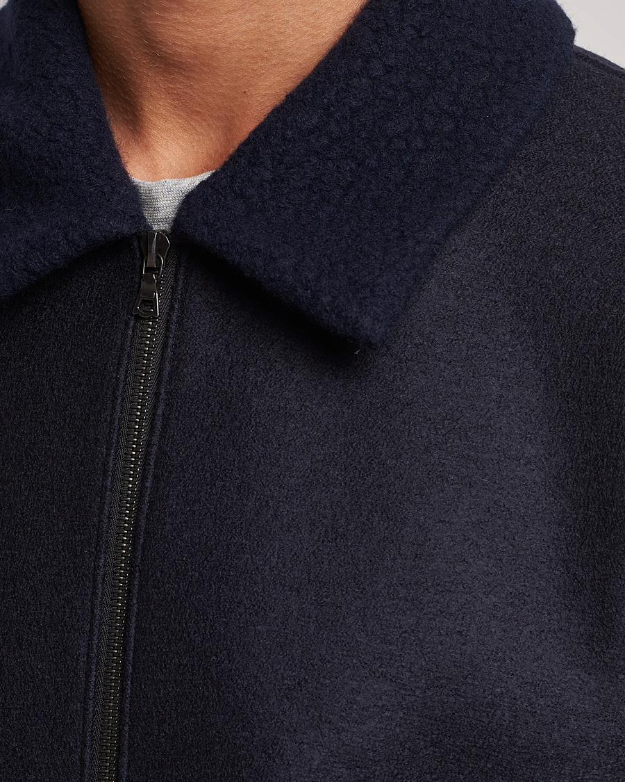 Herren | Jacken | Harris Wharf London | Pressed Wool Boucle Golf Jacket Navy
