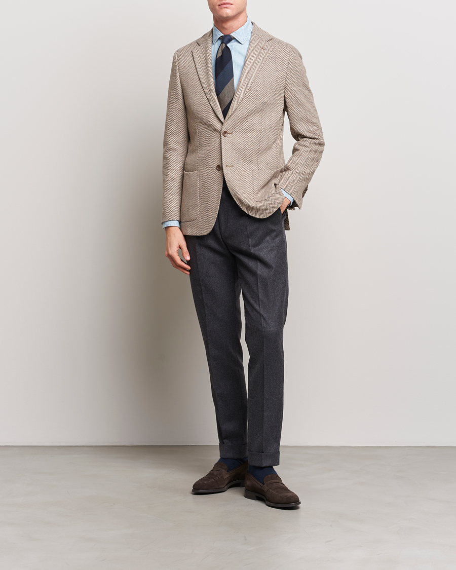 Herren | Sakkos | Morris Heritage | Mike Jersey Herringbone Blazer Khaki