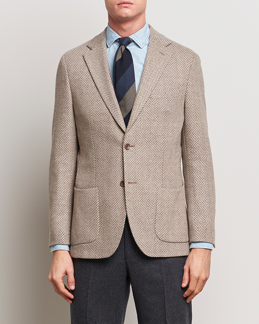 Herren | Strickblazer | Morris Heritage | Mike Jersey Herringbone Blazer Khaki
