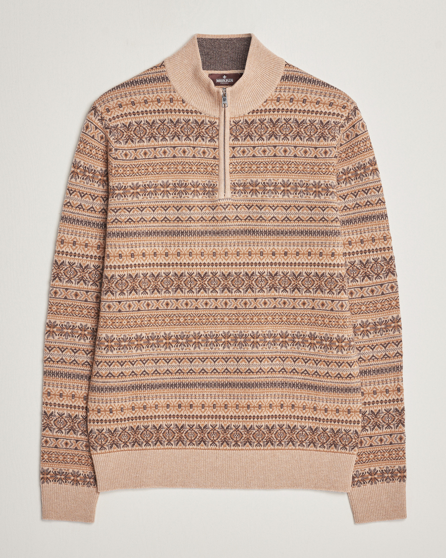 Herren | Pullover | Morris Heritage | Freddie Wool/Cashmere Half Zip Camel