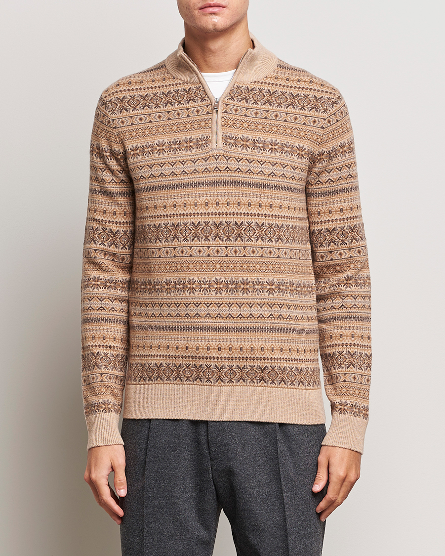 Herren |  | Morris Heritage | Freddie Wool/Cashmere Half Zip Camel