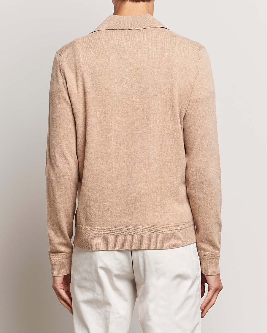 Herren | Pullover | Morris Heritage | Dalton Wool/Cashmere Long Sleeve Polo Camel