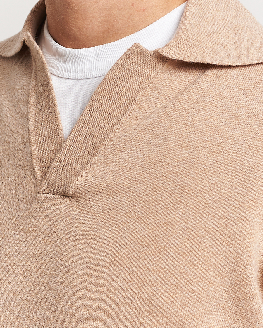 Herren | Pullover | Morris Heritage | Dalton Wool/Cashmere Long Sleeve Polo Camel