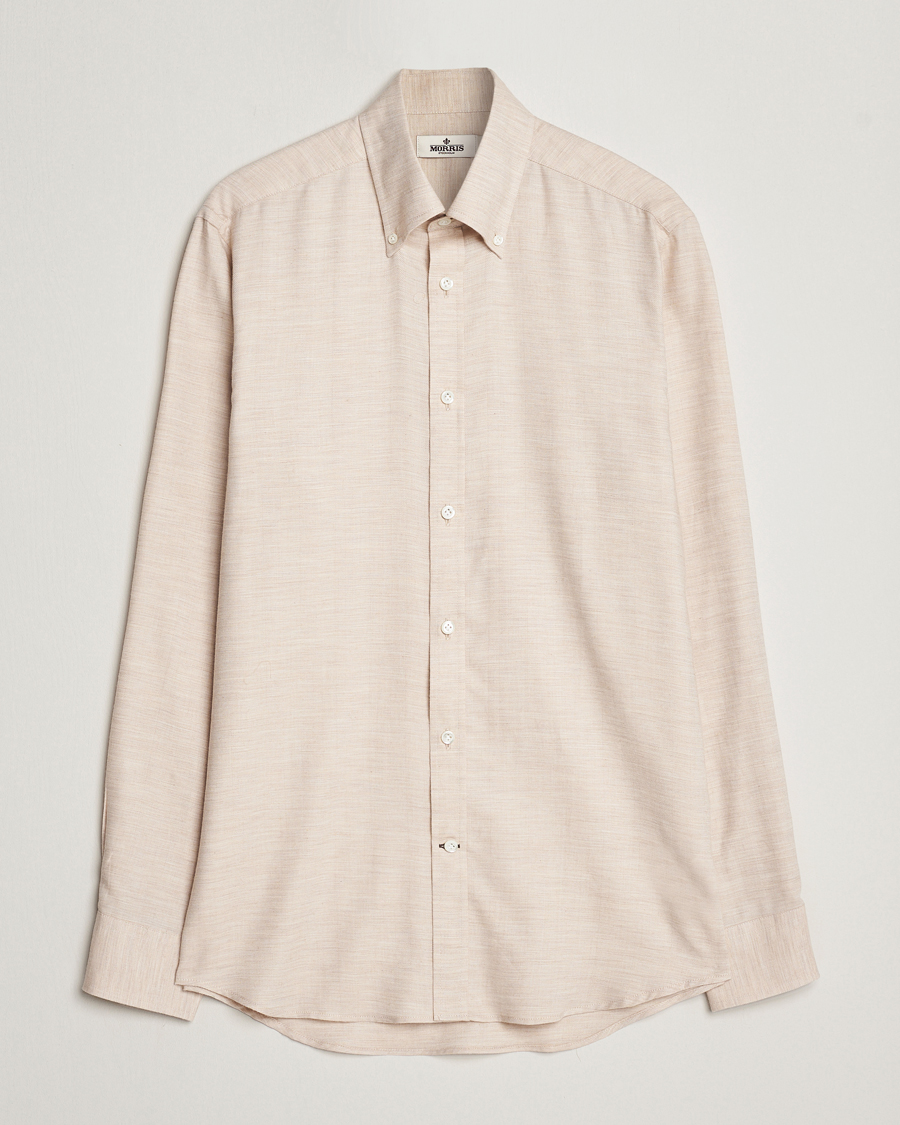 Herren |  | Morris Heritage | Herringbone Brushed Cotton Shirt Khaki