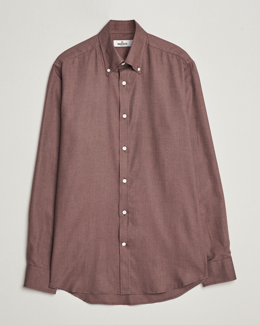 Herren | Morris Heritage | Morris Heritage | Herringbone Brushed Cotton Shirt Brown