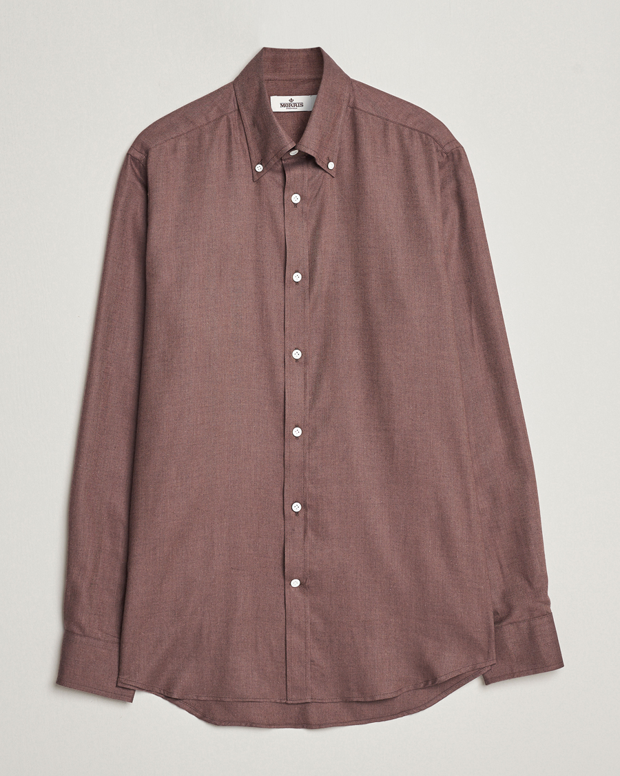 Herren | Hemden | Morris Heritage | Herringbone Brushed Cotton Shirt Brown