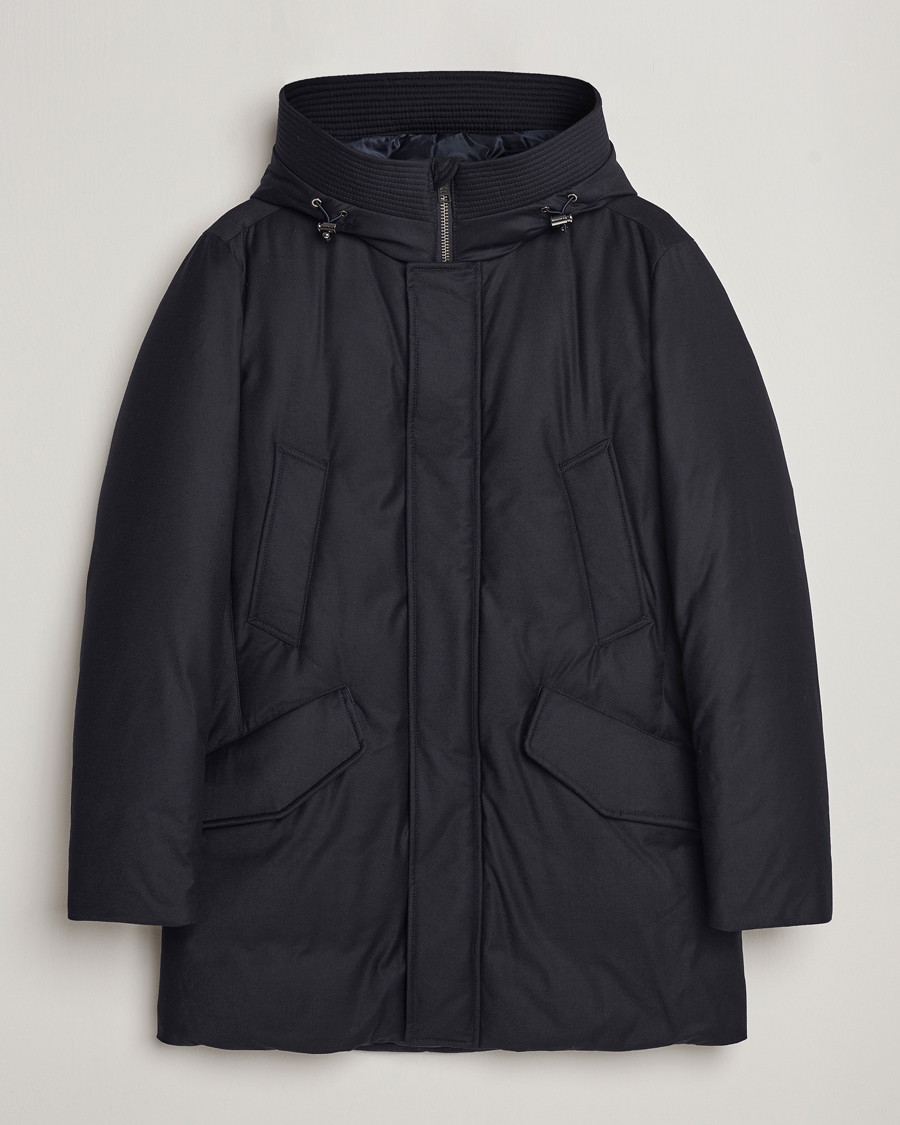 Herren | Jacken | Woolrich | Luxe Loro Piana Long Parka Melton Blue