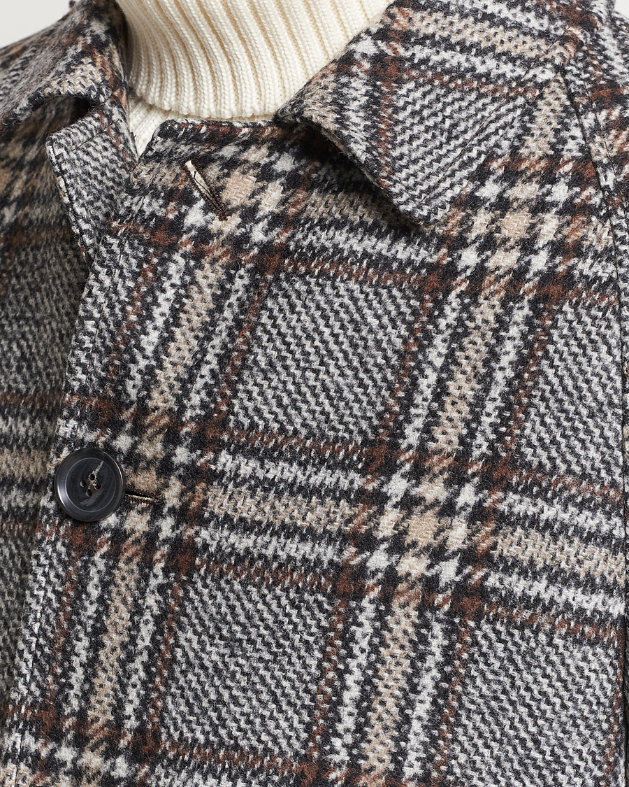 Herren | Jacken | Oscar Jacobson | Sala Checked Raglan Wool Coat Brown