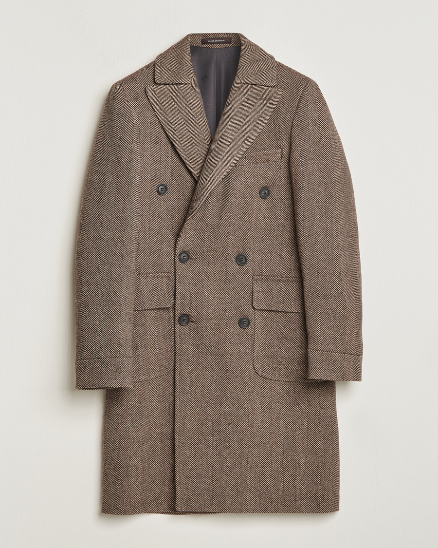 Herren |  | Oscar Jacobson | Polo Wool Herringbone Coat Brown