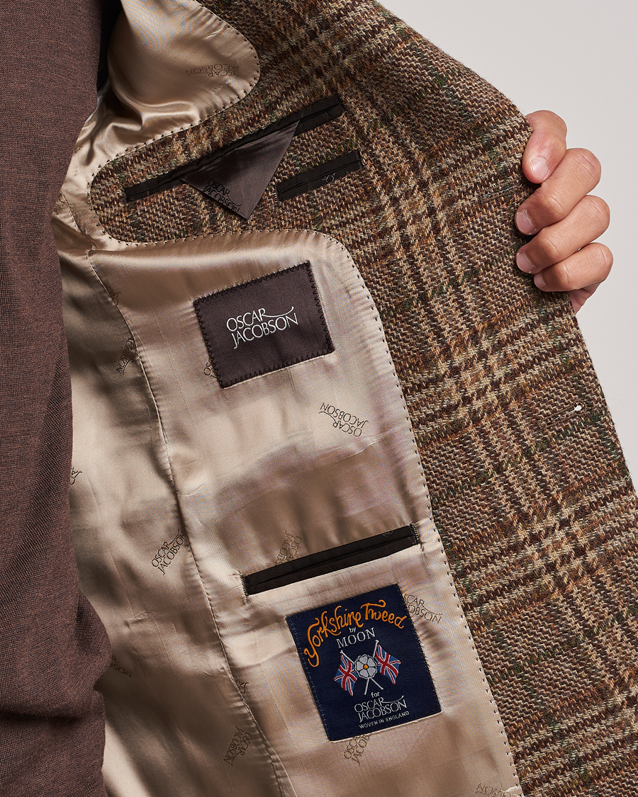 Herren | Sakkos | Oscar Jacobson | Fogerty Soft Checked Wool Blazer Brown
