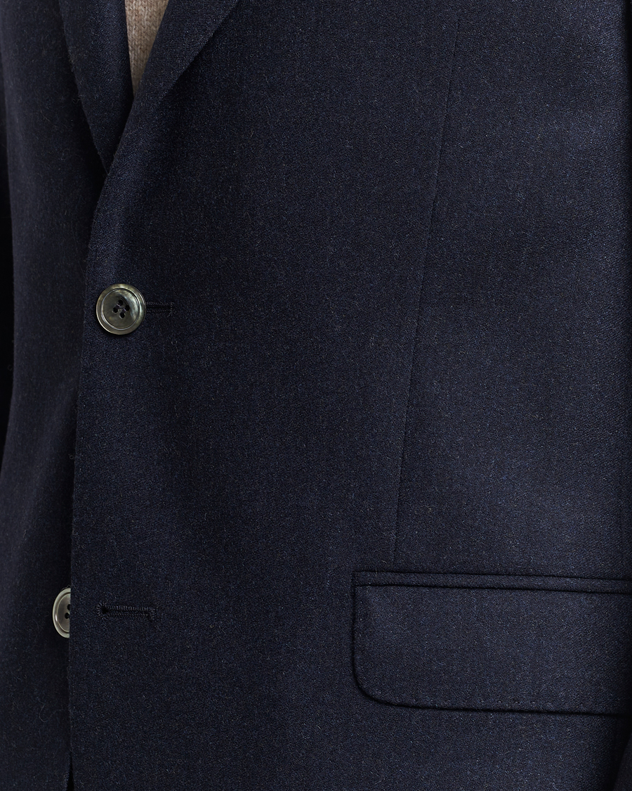 Herren | Sakkos | Oscar Jacobson | Ego Wool Flannel Blazer Navy Melange