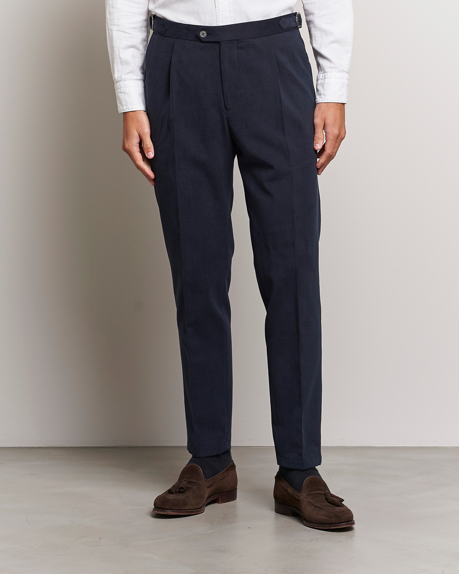 Herren |  | Oscar Jacobson | Delon Brushed Cotton Trousers Navy