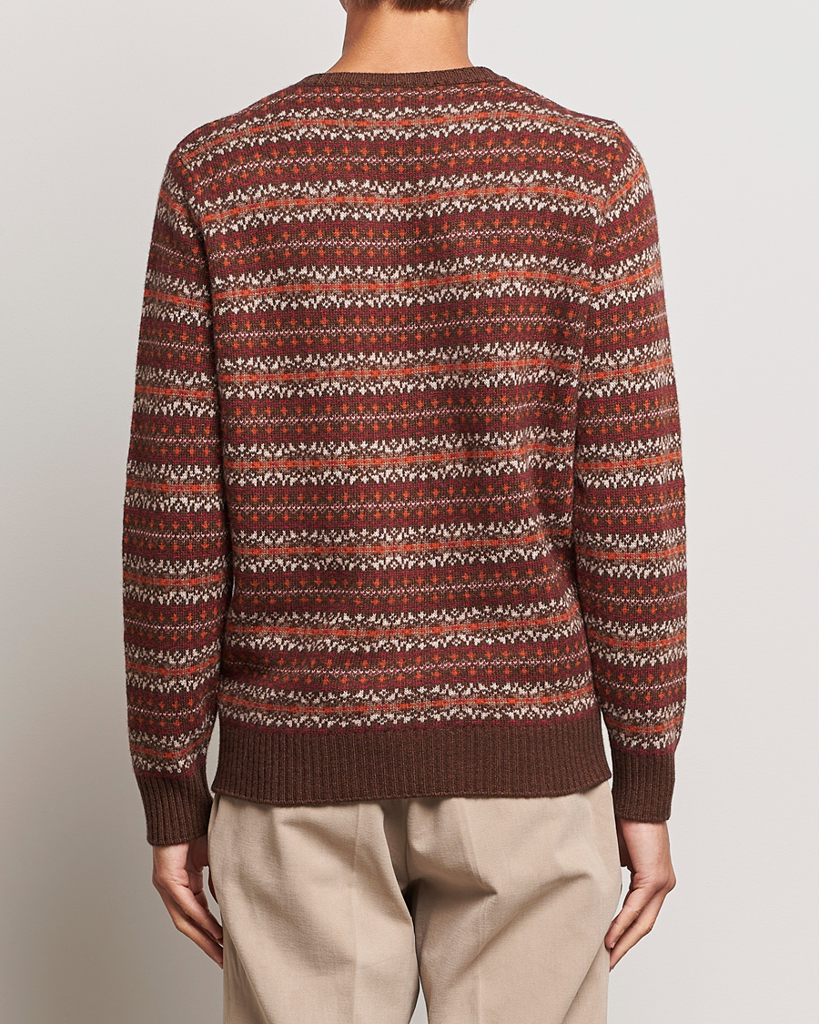 Herren | Pullover | Oscar Jacobson | Pete Fairisle Wool/Cashmere Crewneck Red