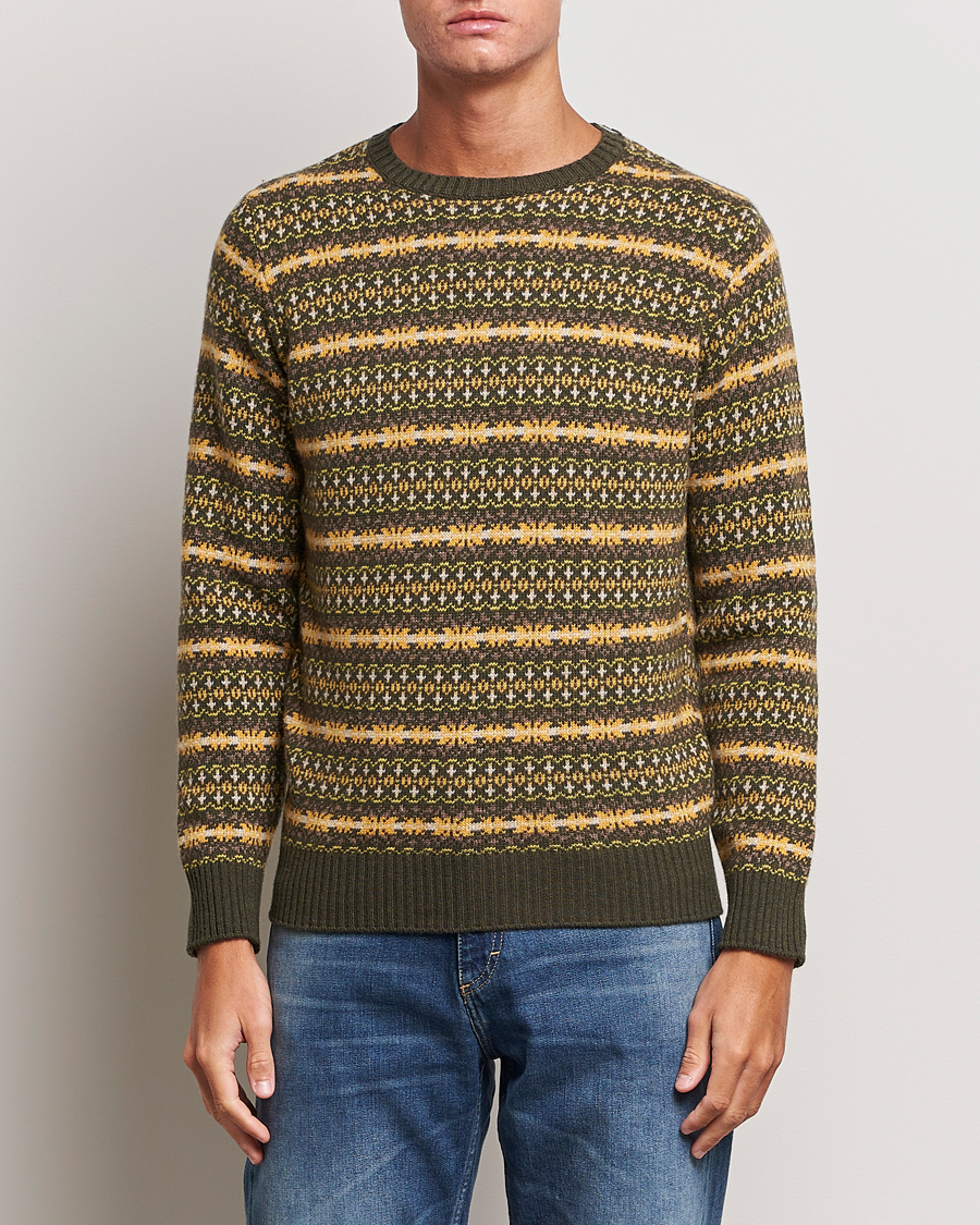 Herren |  | Oscar Jacobson | Pete Fairisle Wool/Cashmere Crewneck Green
