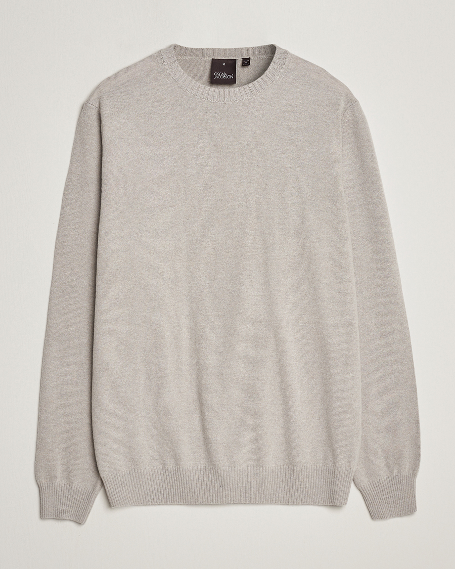 Herren | Pullover | Oscar Jacobson | Valter Wool/Cashmere Round Neck Light Beige